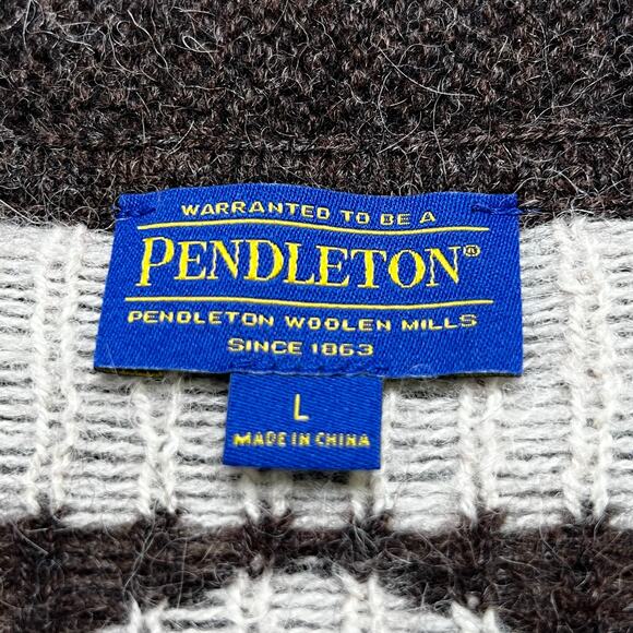 Pendleton Wool Alpaca Aztec Southwestern Zip Cardigan Sweater Brown Women’s L - Picture 4 of 12